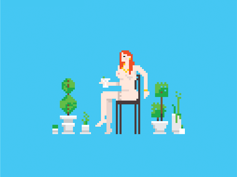 SXC Lady animated art graphic illustration pixel plants woman