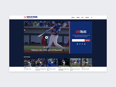 Home Screen for Chicago Cubs Documentary Web Series baseball blog documentary homepage web design