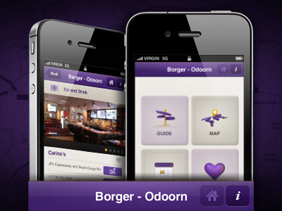 Bezoek iPhone App city guide design icons iphone app purple travel violet