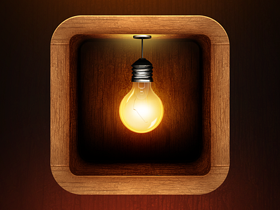 Electrician App Icon app icon bulb game glow light wood wooden