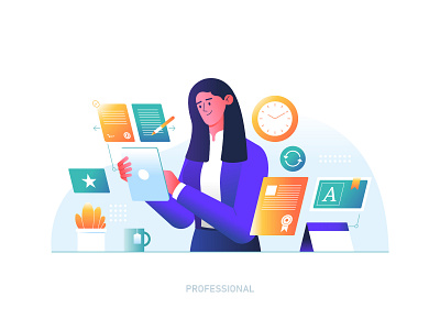 Professional - legal documentation colors combination creative documentation documents dribbble illustration legal agreements professional tablet vector women working