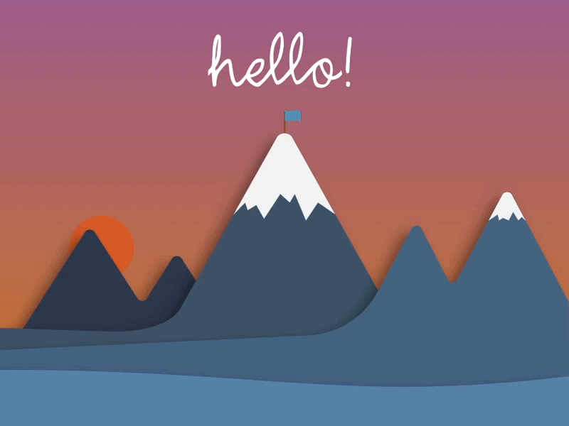 Why, hello there. after effects animation debut dribbble debut gif hello illustrator mountain snow sunset