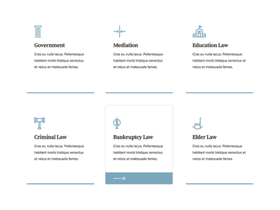 Internal Page In Progress arrow cards hover icon icons law lawyer practice set ui ux website