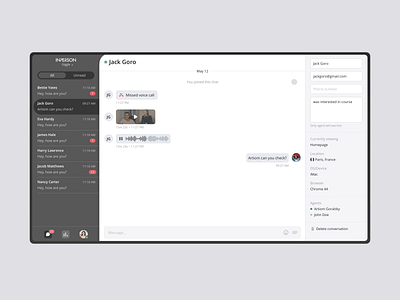 Live video chat interface