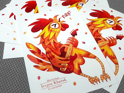 2017 postcards 2017 chicken hen illustration postcard watercolour