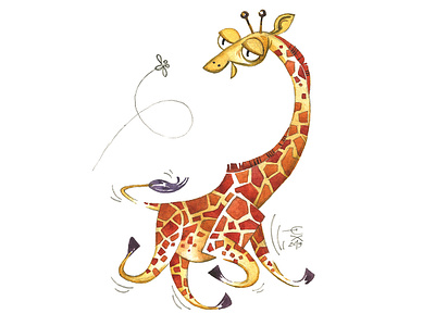 Girafe aquarelle character girafe illustration move watercolor watercolour
