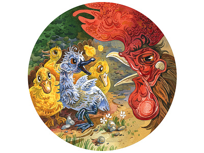 Andersen Fairy Tales andersen animal aquarelle character chicken coin duck illustration swen watercolor watercolour