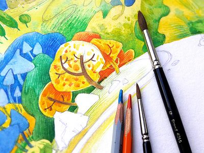 Work in progress aquarelle book childrens book illustration picturebook progress watercolor watercolour