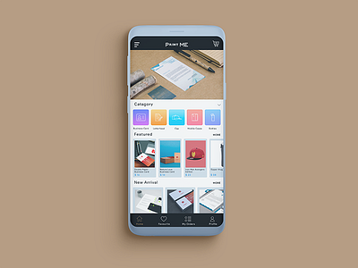 Printing custom products app home page UI android app home page printing products ui