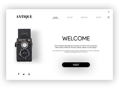 Antique Store website home page antique app brand design icon logo minimal store typography ui ux vector website