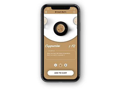 Coffee product page for cafe app android android app app brand colour design icon ios minimal ui uidesign ux