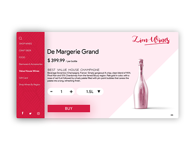 Zion Wines champagne product UI product page brand colour design drink flat icon ui uidesign ux