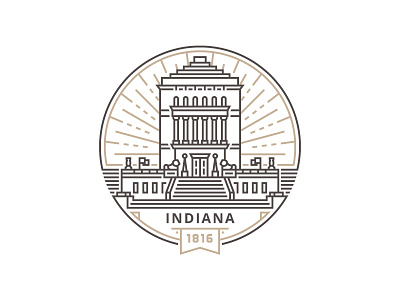 Indiana building design emblem indiana logo memorial sun usa