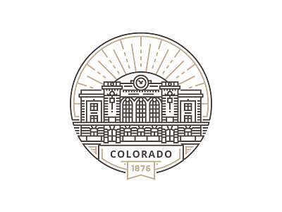 Colorado building denver design emblem illustration logo sun union station usa