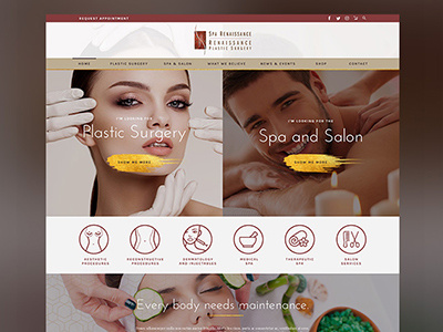 Spa Renaissance beauty spa digital design elegant gold button homepage plastic surgery spa ui ux web web design