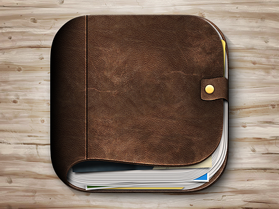 Journal iOS icon (wip) app icon icon ios iphone journal leather memories paper photo photoshop wood