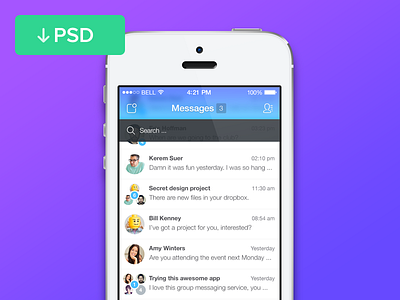 Message app freebie app compose design download free freebie inbox ios iphone message psd psddd