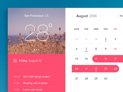 Calendar Window (freebie) calendar design flat free freebie notes photoshop psddd weather widget