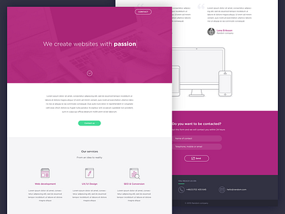 Landing page for a web design company