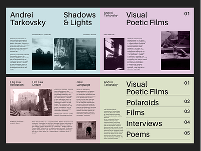 Andrei Tarkovsky - Layout branding design graphic design indesing layout minimal presentation typography ui webflow