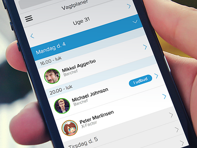 Roster handling on iPhone avatar blue handling ios7 iphone navigation roster week