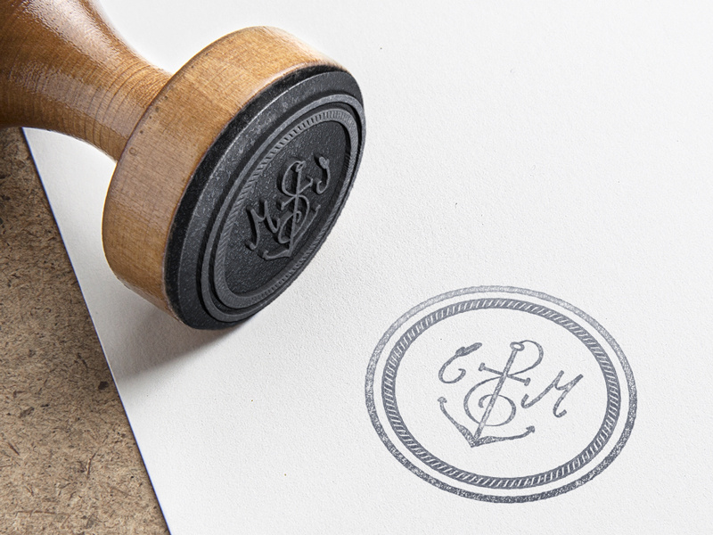 Personal monogram for a upcoming wedding stamp monogram identity personal anchor