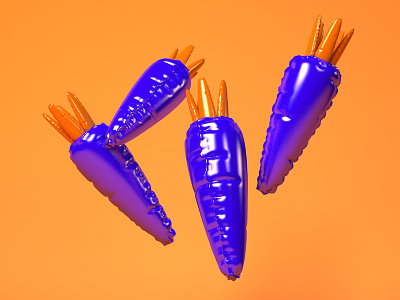3D tryout: Punchy carrots 3d c4d carrot color block colorful colors floating inflatable render