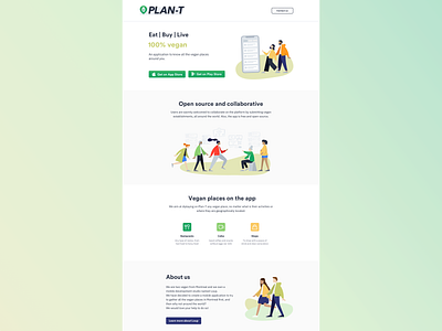 Landing Plan-T 🌱 branding design green illustration landingpage plant ui ux vegan webdesign website