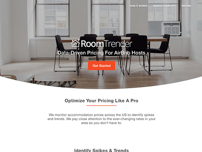 Room Trender airbnb homepage real estate startup tech web design