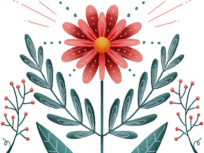 Floral card design digital floral design flowers flowershop folkart illustration symmetrical