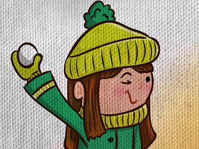 Snowball fight character design illustration kidlitart snow whimsical