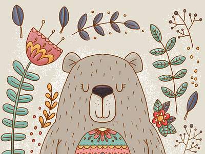 Folk bear animal animals character childrensillustration design illustration kidlitart whimsical