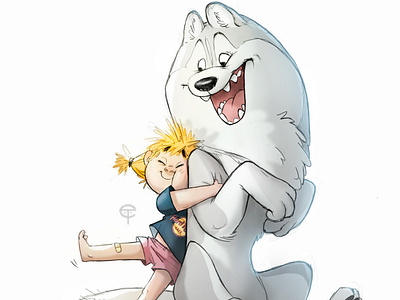 BFF bff character design dog hug husky kids