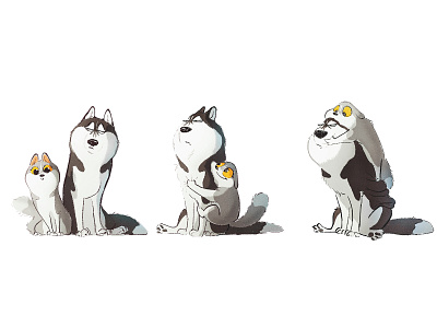 That annoying little sister animals character design dog husky illustration