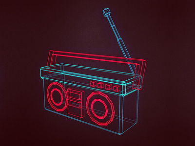 Boomie Box /// 3d boombox cg hologram houdini scifi ui ux