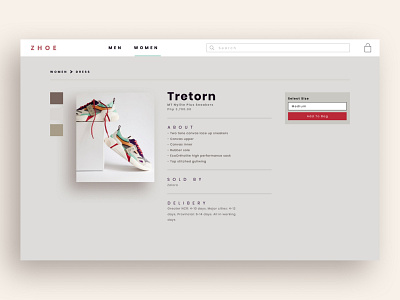 Zhoe design minimal nike product shoes store ui ux web website