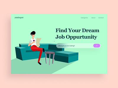 Job Hero design hero illustration type ui ux vector web website