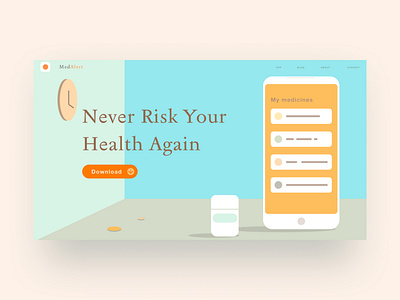 Medicine Tracker animation app design flat minimal type typography ui uid ux web website