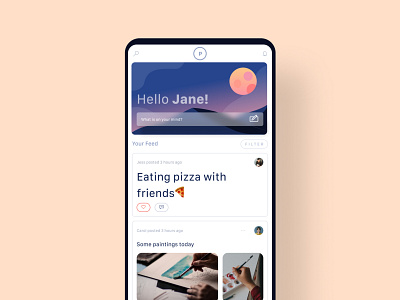 Ideal Social Feed app design flat illustration minimal type typography ui ux vector