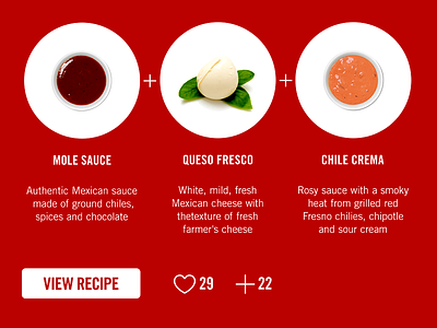 Sauce circle guided recipe red sauce ui ux