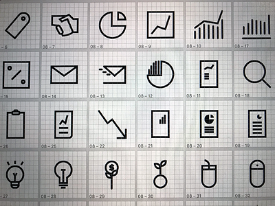 Icon set finance graph growth handshake icons idea ideas mouse report research tags