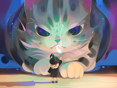 Magic cat cat design girl illustration