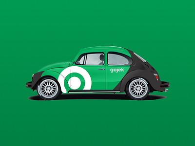 beetle or frog? automotive beetle car clean gojek green illustration vehicle vw vwbeetle