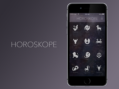 My First Shot: Horoskope app astrology design horoscope ios iphone mobile mockup signs ui user interface ux