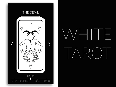 White Tarot app black black and white cards daily ui mobile screen tarot ui ui design user interface white