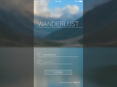 Wanderlust app daily ui design ios iphone login mobile screen travel ui user interface ux