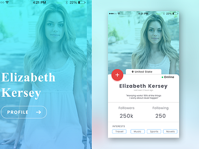 Profile app design dribbble india logo love photoshop profile skills type ui ux