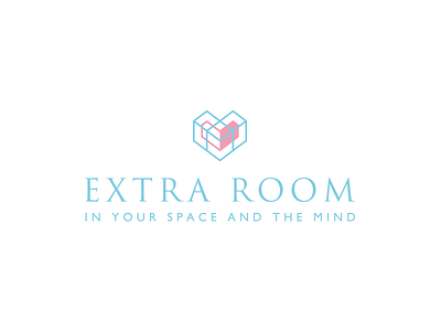 Personal Logo blue box branding cube heart logo organizer pink professional room symbol