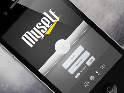 App Mobile Myself - Concept app black button concept iphone pixel texture yellow