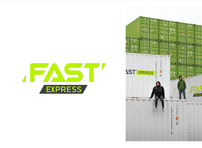Fast express branding container delivery fast green illustration logistic logo thai wordmark